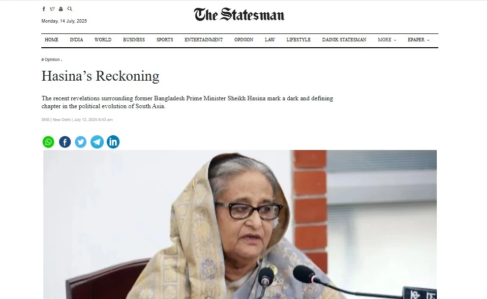 ক্ষমতার চূড়ান্ত পরিণতি, শাসকদের জন্য যে শিক্ষা রেখে গেল হাসিনার পতন: স্টেটসম্যানের সম্পাদকীয়
